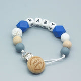 Personalized Name Silicone and Wood Pacifier Clips for Kids